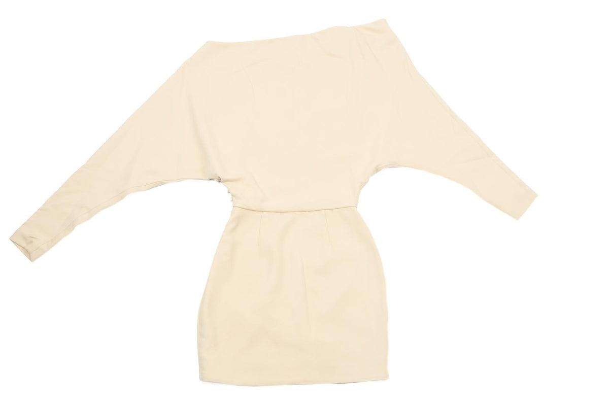 KHAITE CREAM CREPE MINI DRESS US 0 UK 4