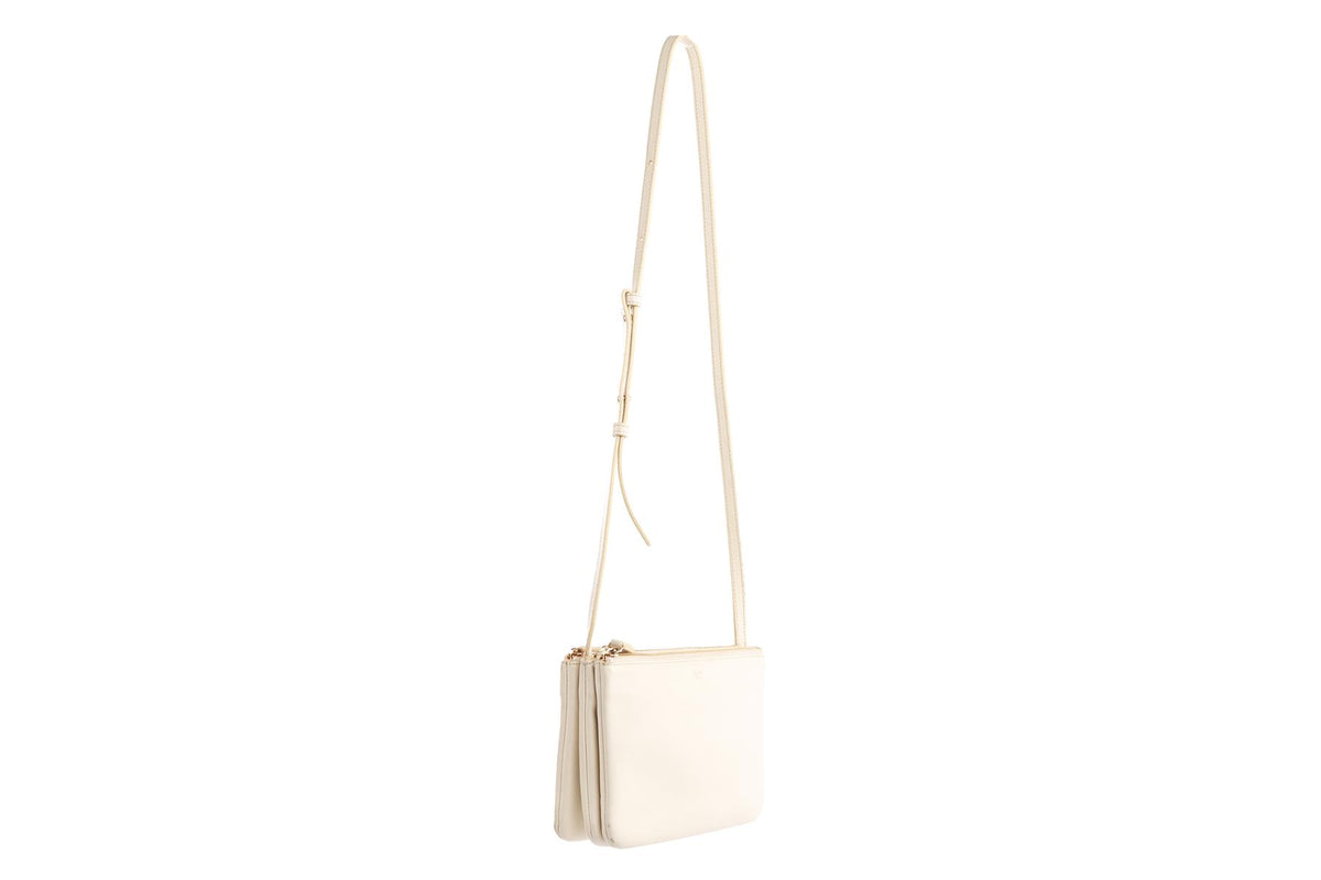 CELINE WHITE TRIO LEATHER CROSSBODY BAG