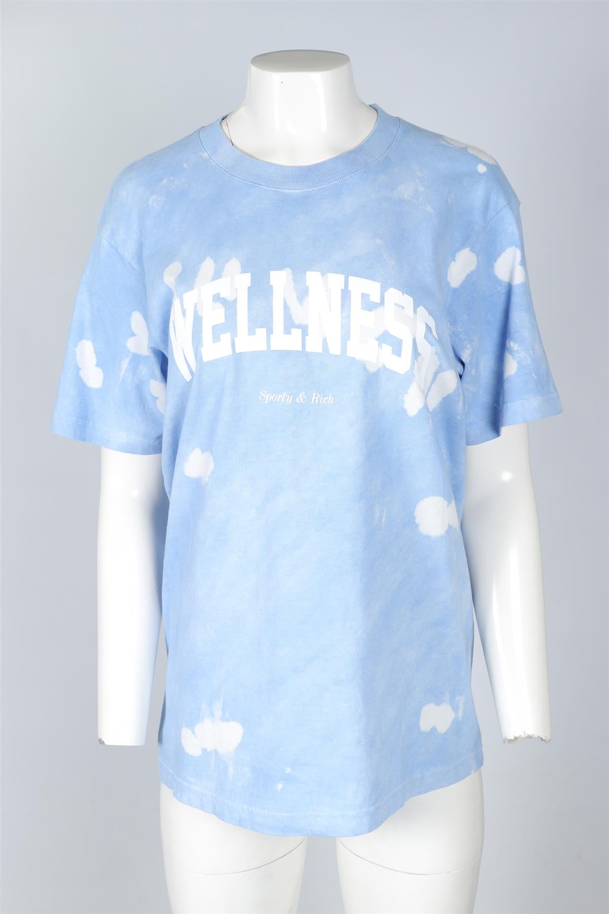 SPORTY & RICH BLUE COTTON T-SHIRT MEDIUM