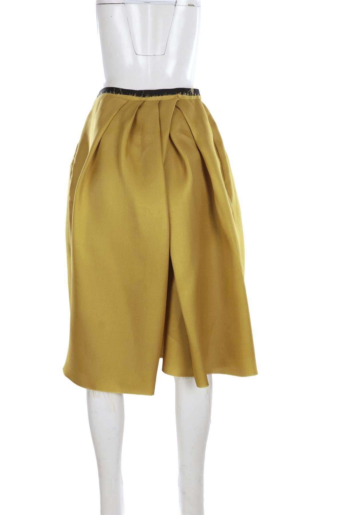 MARNI YELLOW SILK MIDI SKIRT IT 40 UK 8