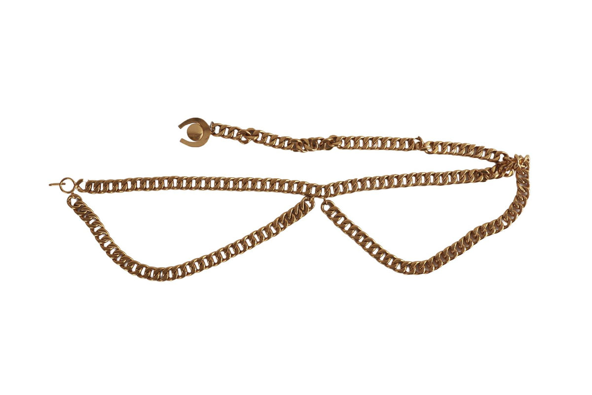 CHANEL GOLD VINTAGE GOLD TONE CHAIN WAIST BELT