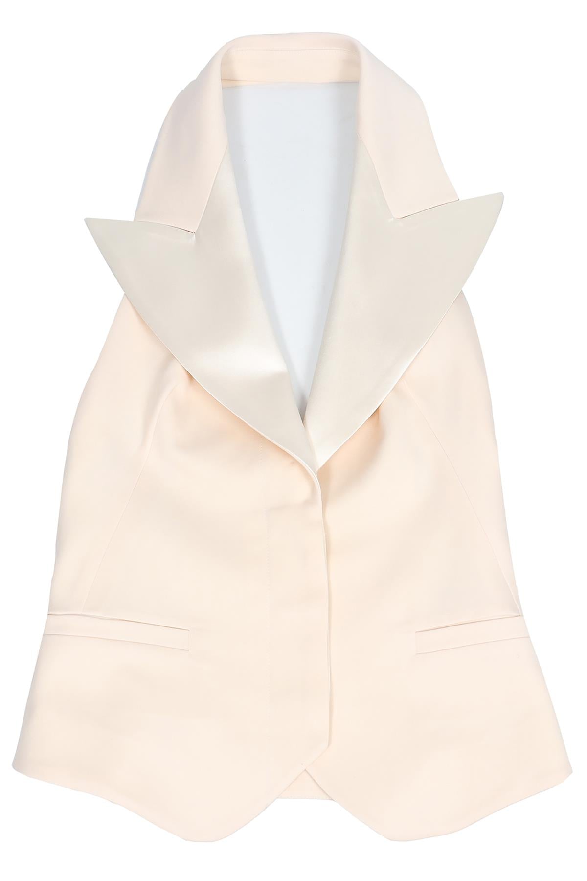 ALEXANDER MCQUEEN IVORY SILK AND WOOL BLEND WAISTCOAT IT 40 UK 8