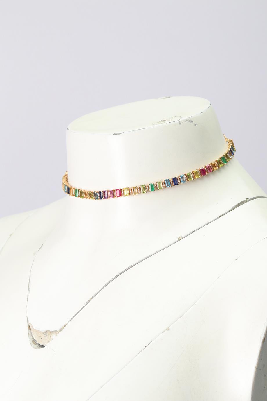 SHAY JEWELLERY RAINBOW ETERNITY 18K ROSE GOLD DIAMOND, SAPPHIRE, EMERALD AND RUBIES NECKLACE