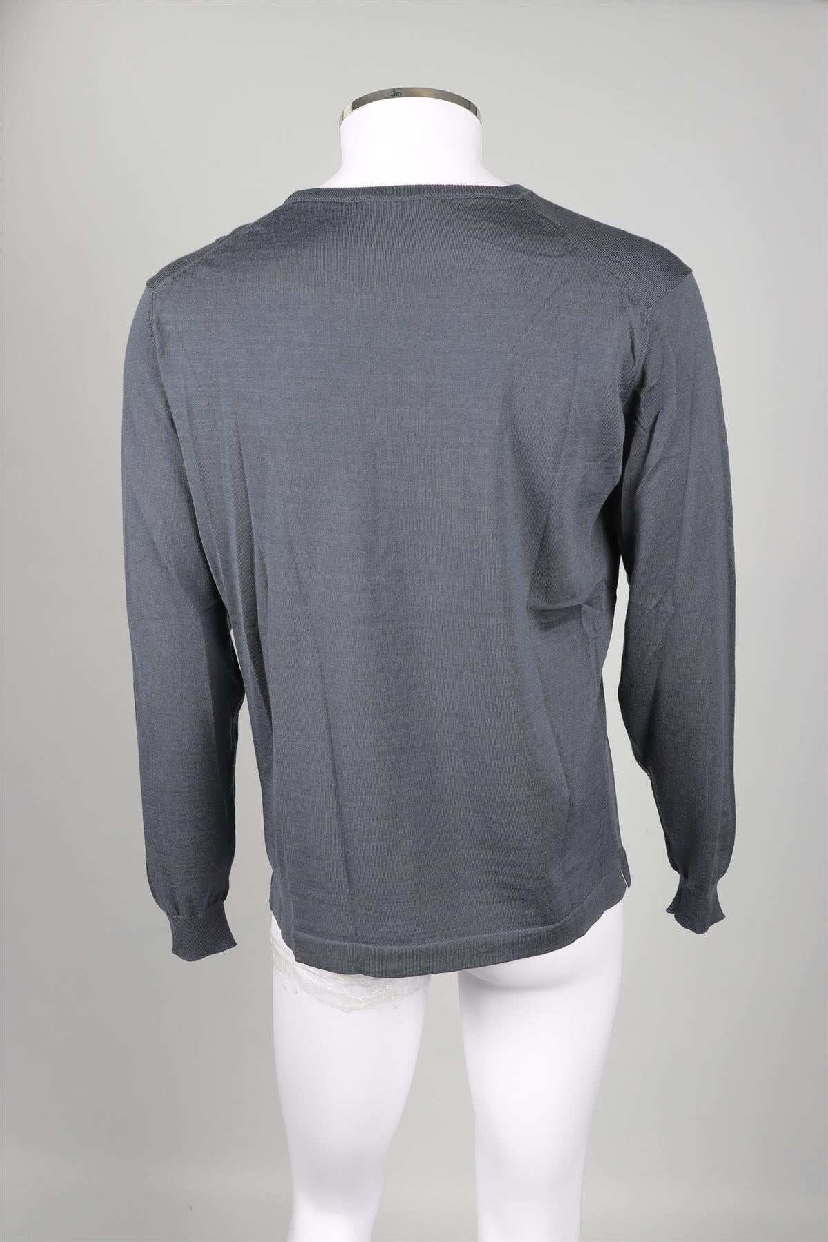 THOM SWEENEY GREY MENS WOOL JUMPER XLARGE