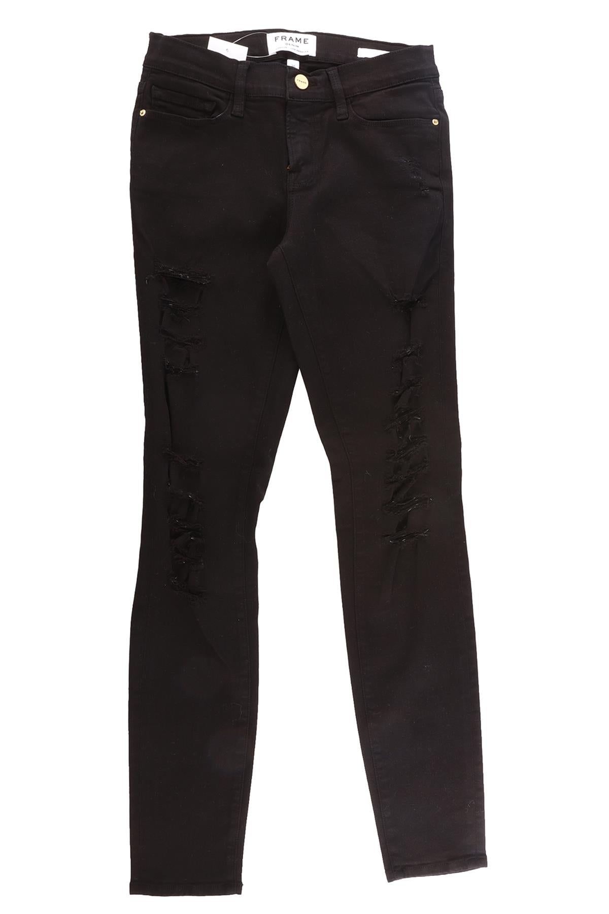 FRAME BLACK COTTON JEANS W26 UK 8