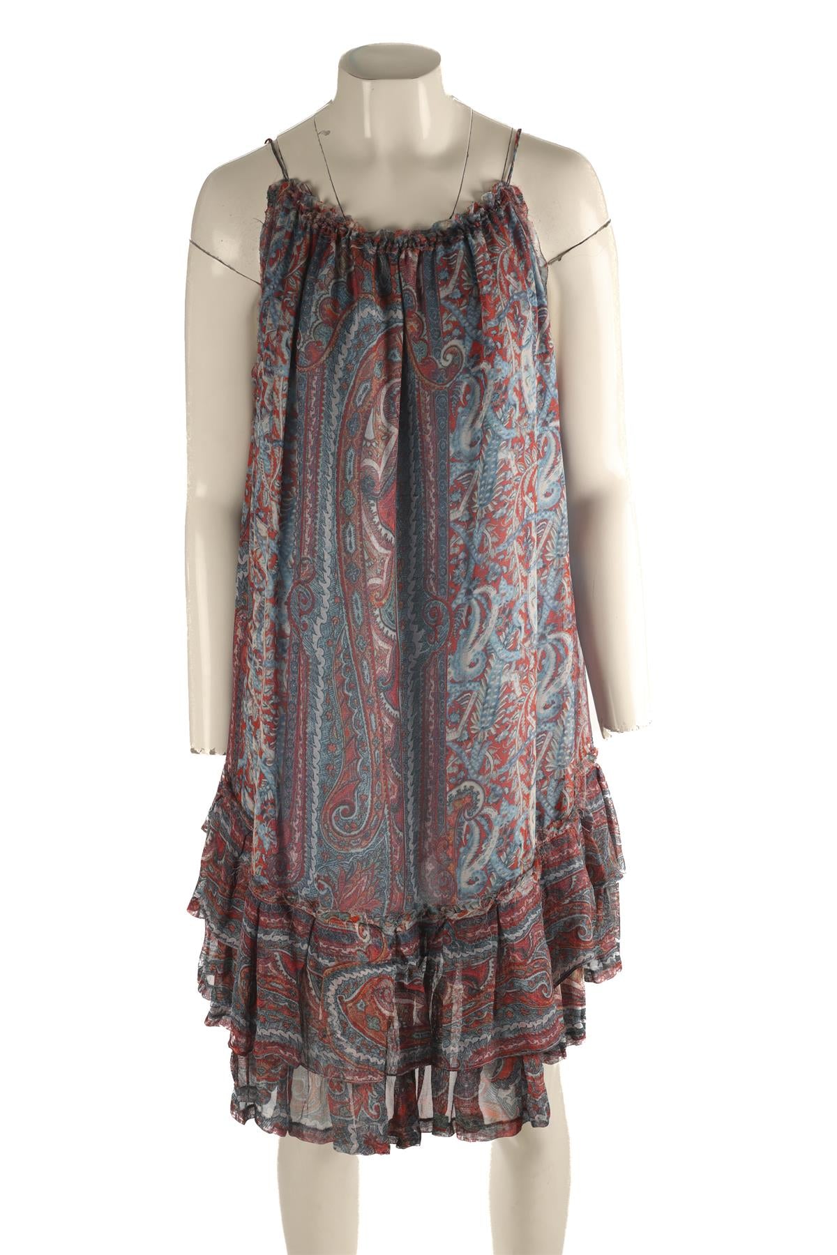 ISABEL MARANT BLUE SILK MINI DRESS FR 36 UK 8