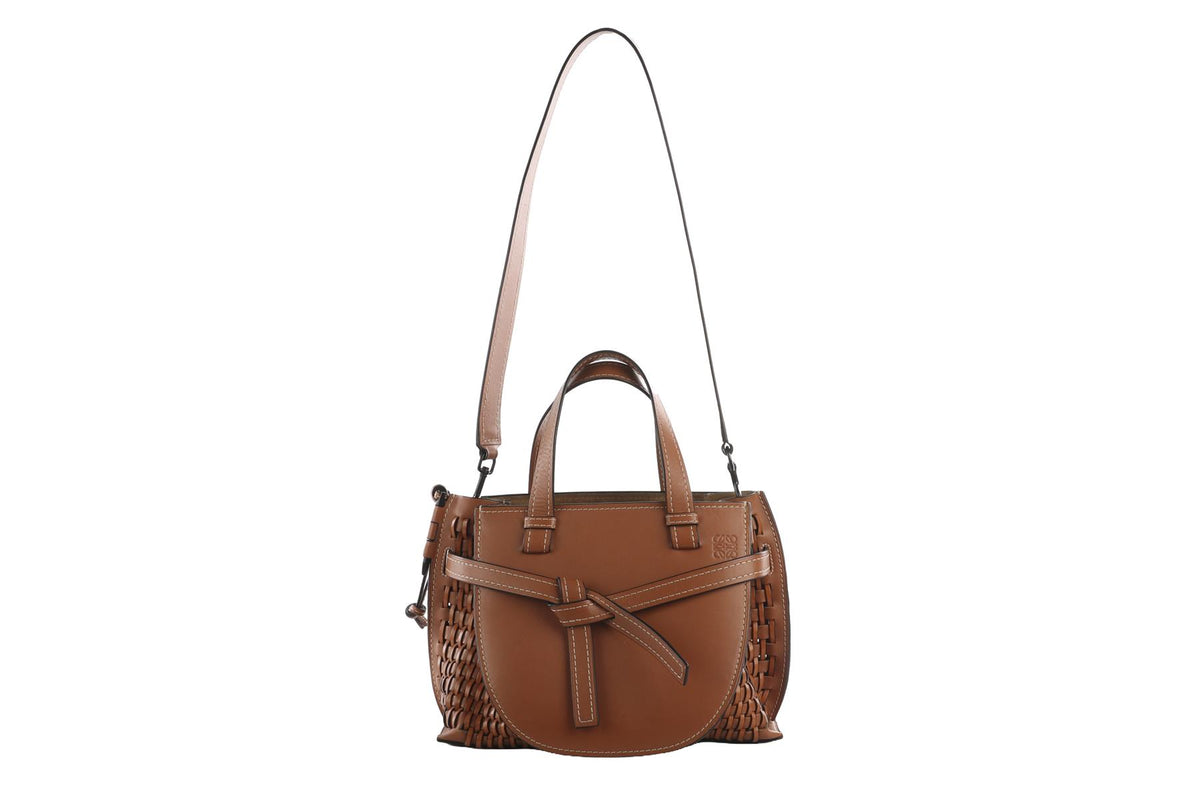 LOEWE BROWN GATE SMALL LEATHER TOTE BAG