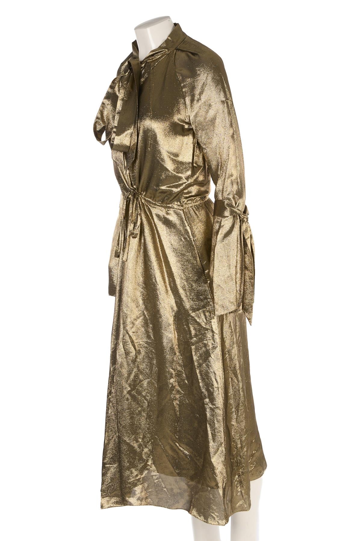 ROLAND MOURET GOLD SILK MAXI DRESS UK 8