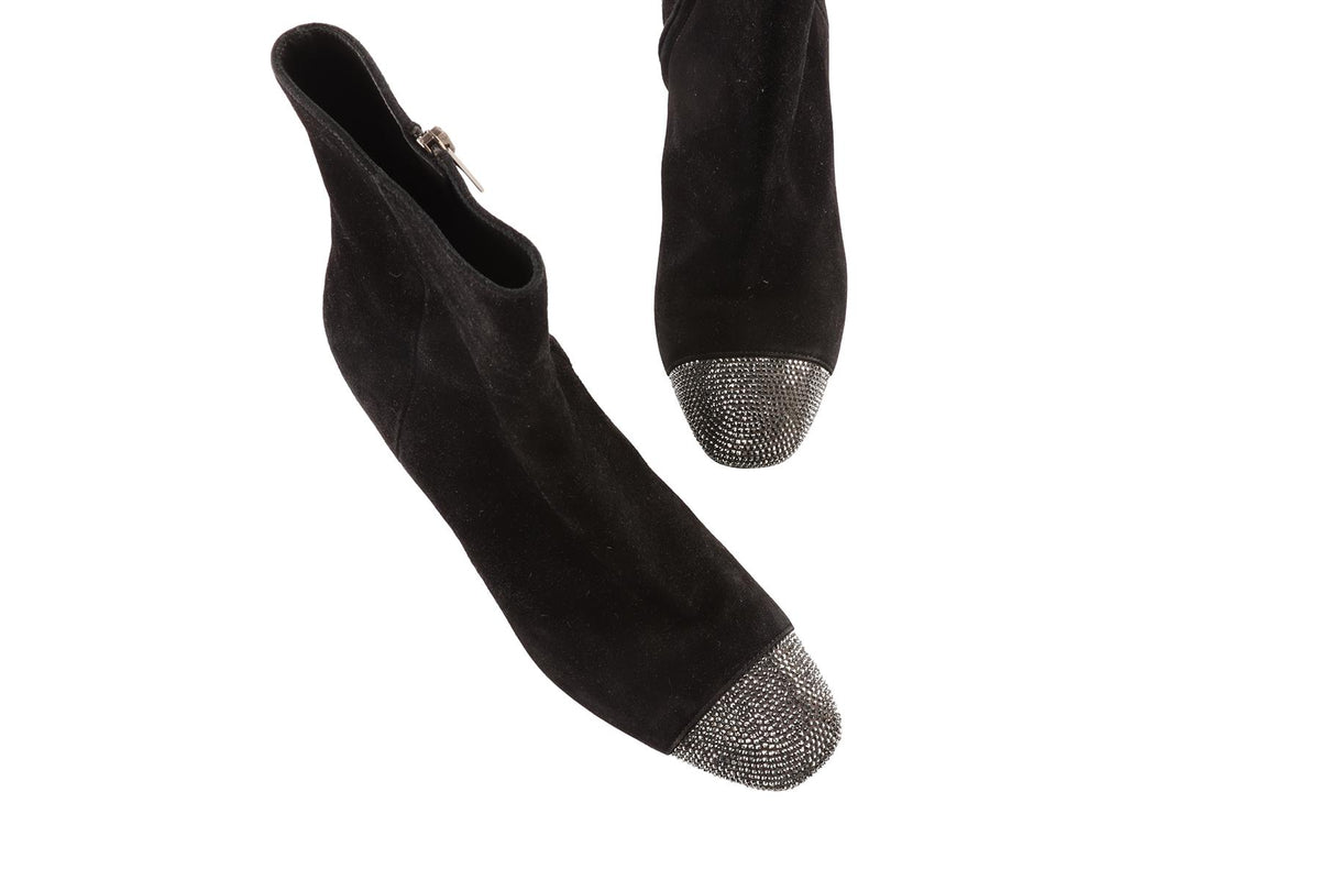 RENÉ CAOVILLA BLACK SUEDE ANKLE BOOTS EU 38.5 UK 5.5 US 8.5