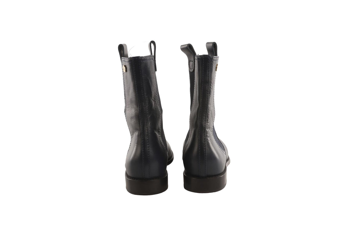 CHANEL NAVY 2016 LEATHER CHELSEA BOOTS EU 37.5