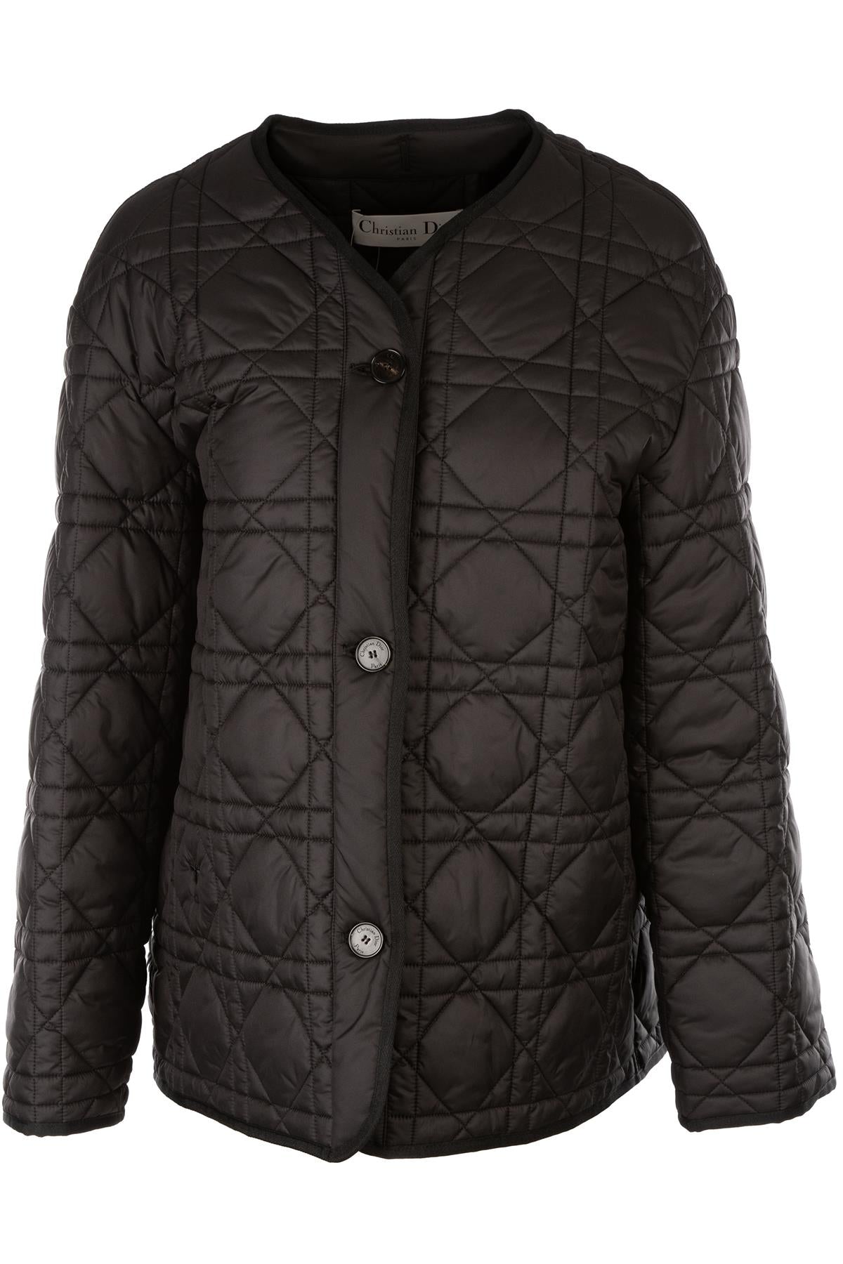 CHRISTIAN DIOR BLACK MACROCANNAGE NYLON JACKET FR 36 UK 8