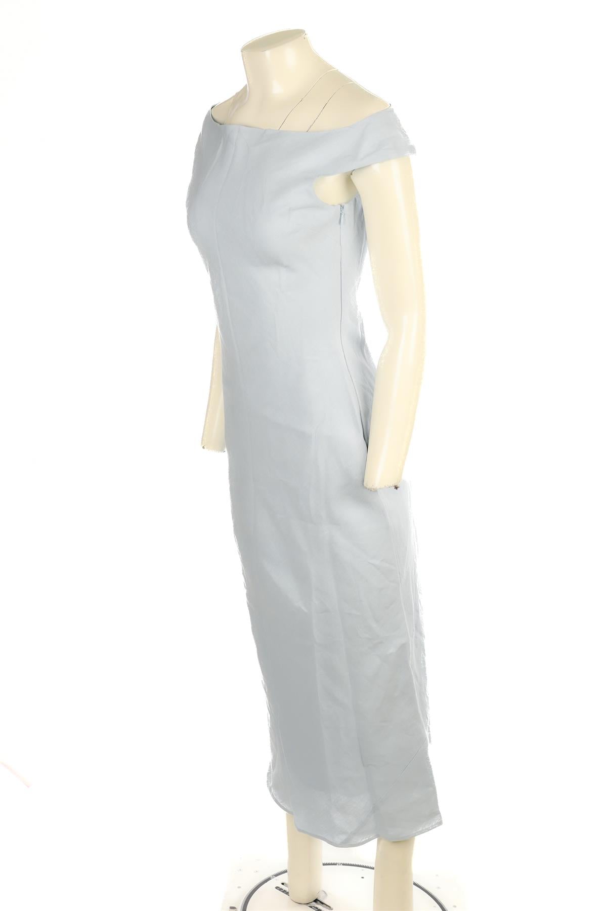 FAITHFULL BLUE LINEN MAXI DRESS AU 8 UK 8