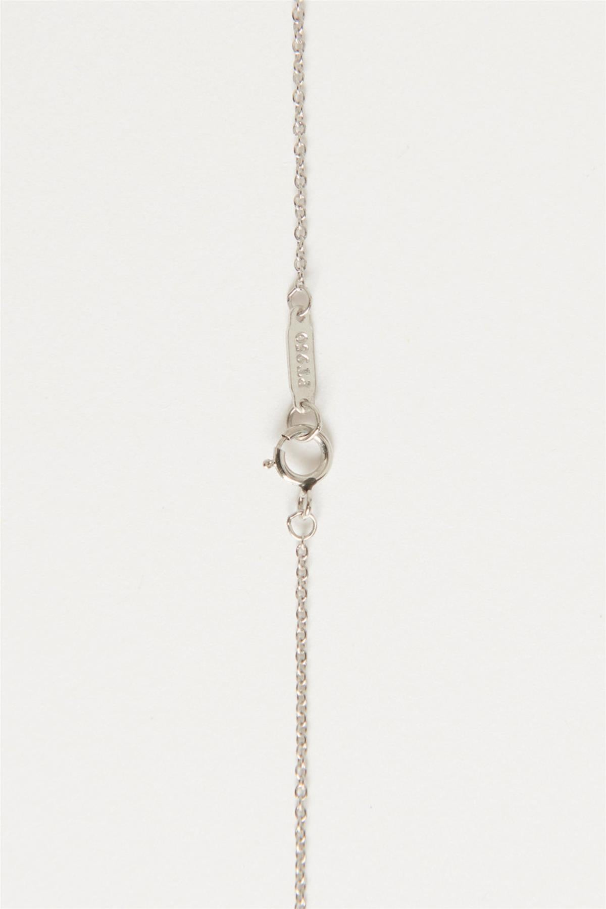 TIFFANY & CO. SILVER PLATINUM WHITE & PINK DIAMOND FLORET KEY NECKLACE