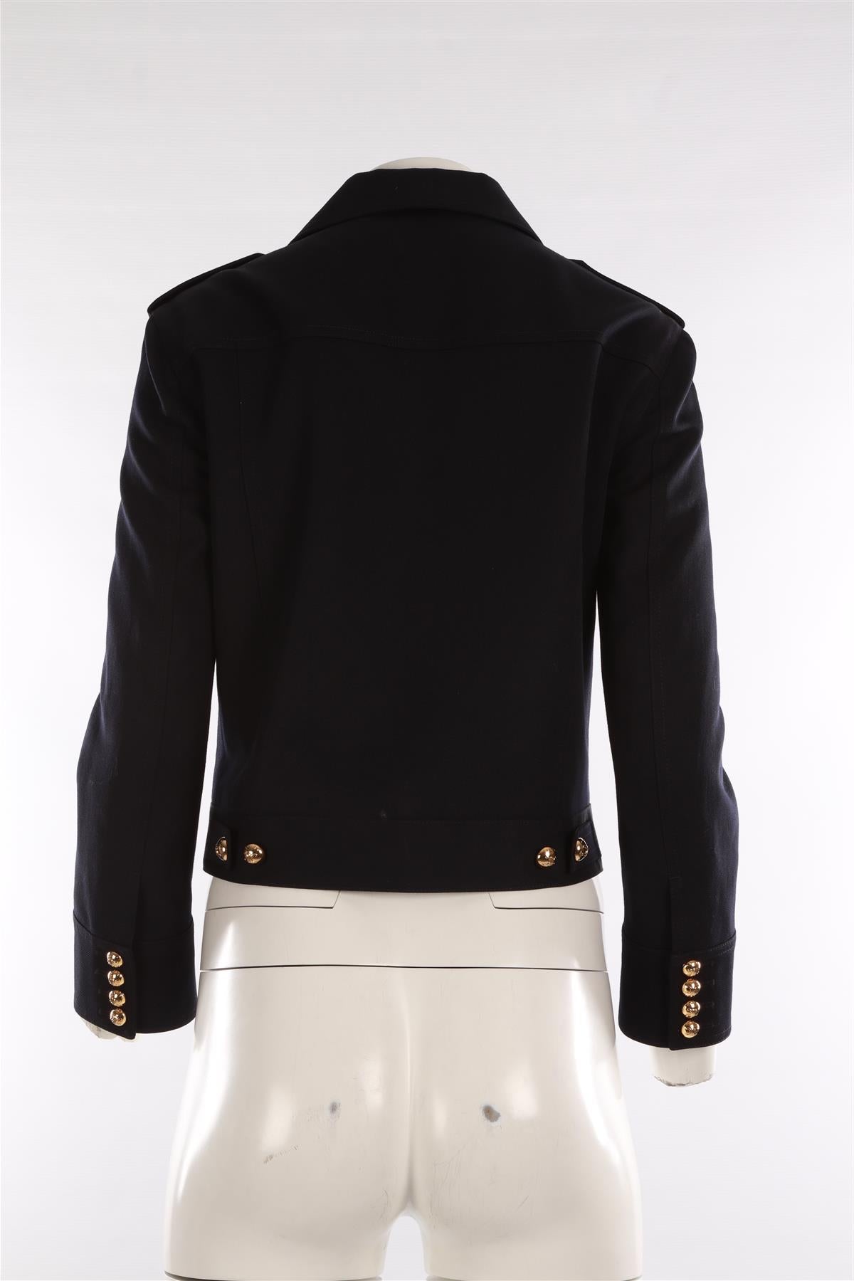 CELINE NAVY SAHARIENNE WOOL JACKET FR 36 UK 8