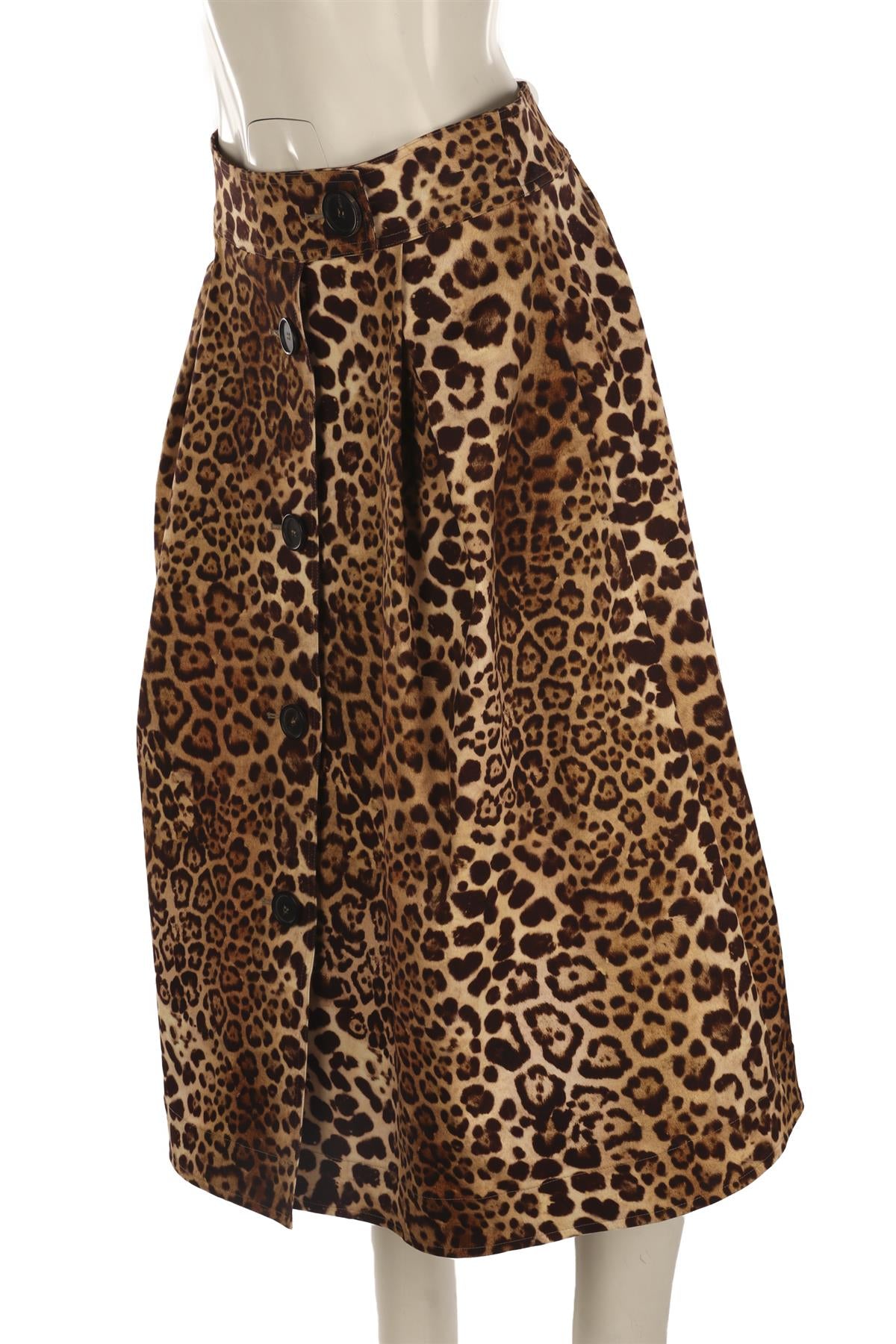 CAROLINA HERRERA BROWN COTTON MAXI SKIRT US 8 UK 12