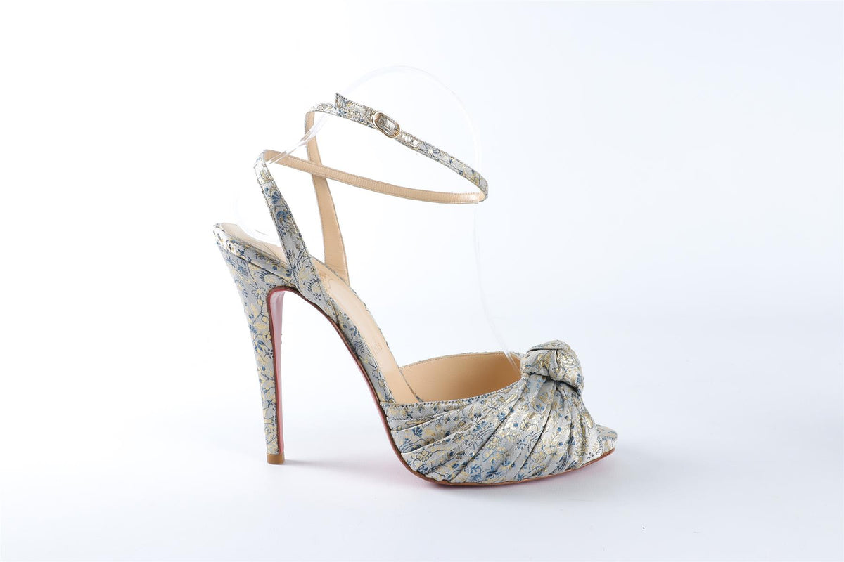 CHRISTIAN LOUBOUTIN BLUE JACQUARD SANDALS EU 40 UK 7 US 10