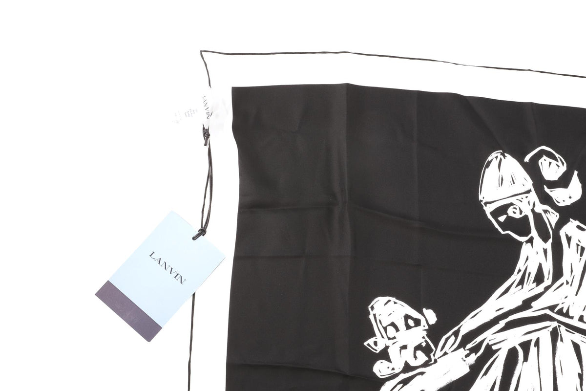 LANVIN BLACK SILK SCARF ONE SIZE