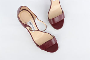 JIMMY CHOO BURGUNDY LEATHER SANDALS EU 38.5 UK 5.5 US 8.5