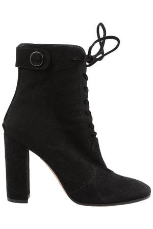 GIANVITO ROSSI BLACK SUEDE ANKLE BOOTS EU 38 UK 5 US 8