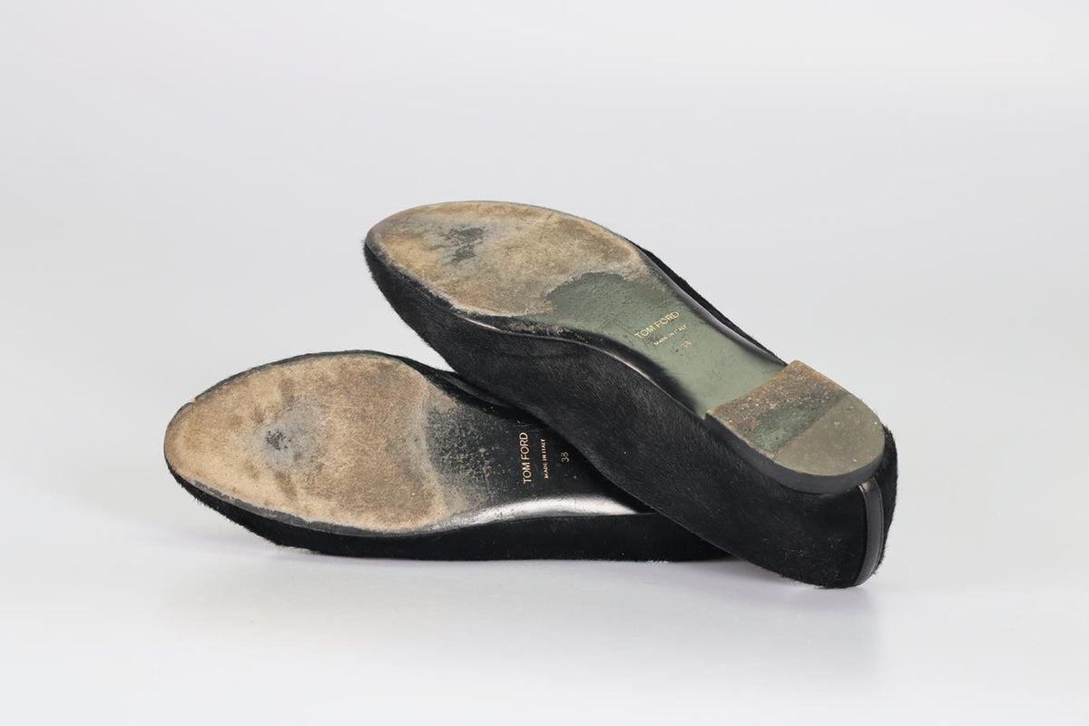 TOM FORD CALF HAIR AND LEATHER BALLERINA FLATS EU 38 UK 5 US 8