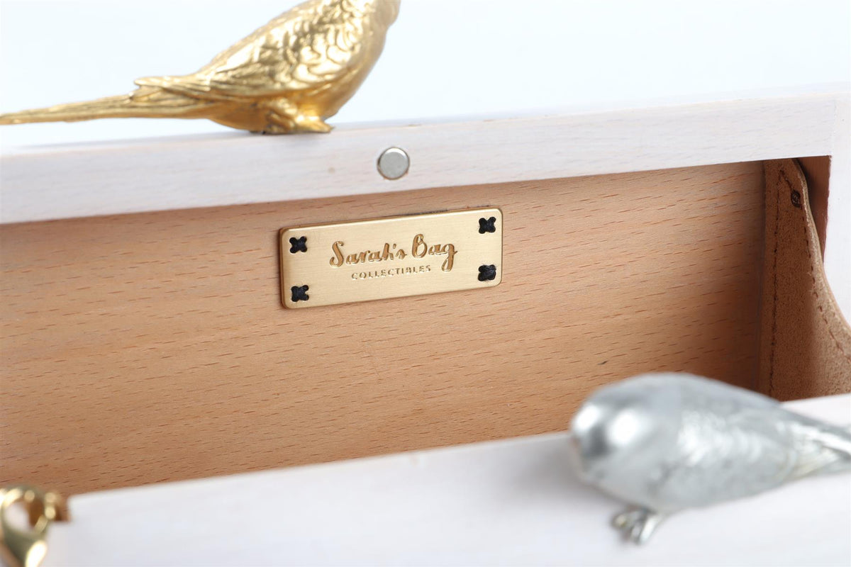 SARAH'S BAG ECRU WOODEN CLUTCH