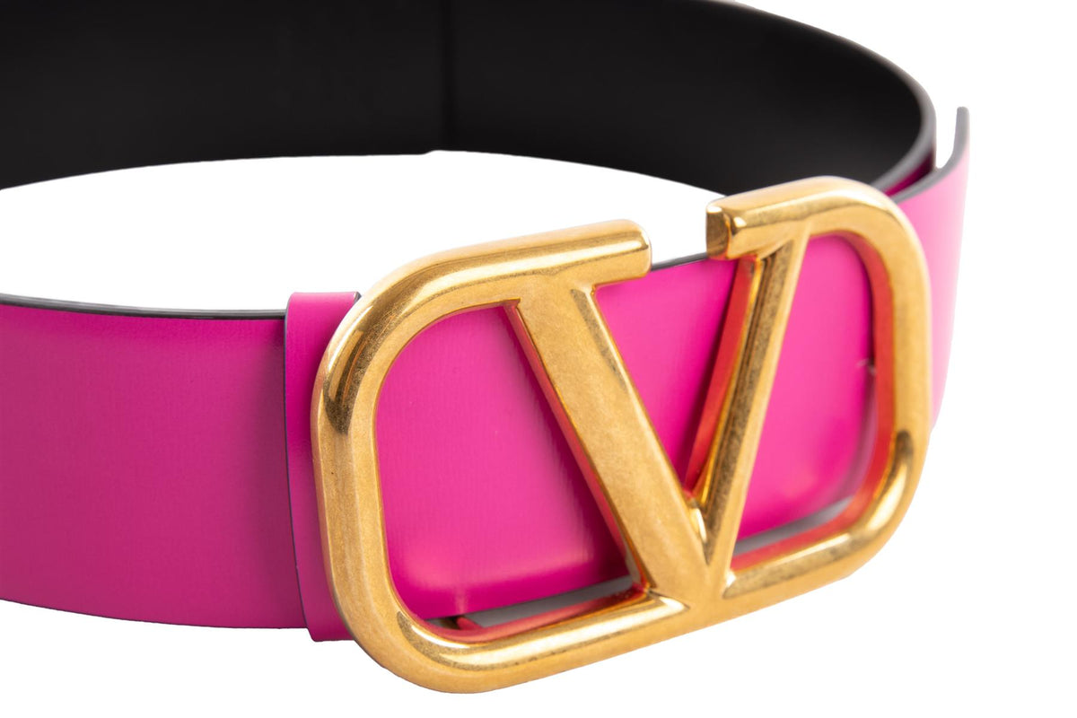VALENTINO PINK VLOGO LEATHER WAIST BELT 90CM