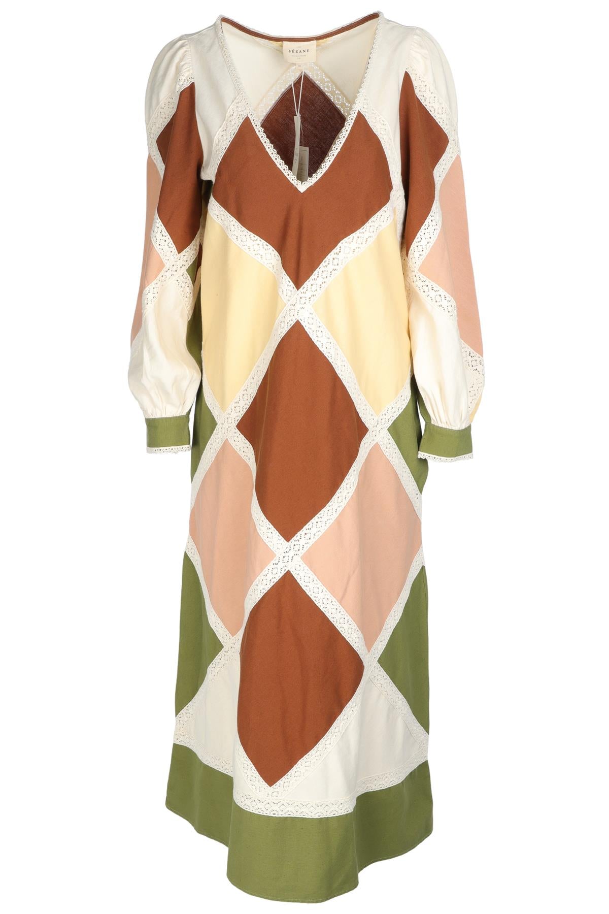 SÉZANE MULTI LINEN MAXI DRESS FR 40 UK 8