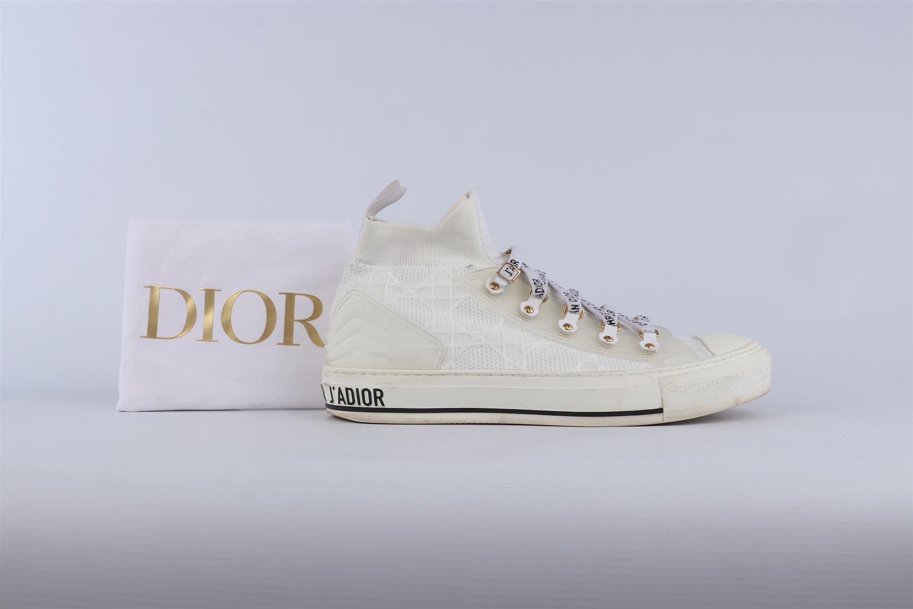 CHRISTIAN DIOR WHITE WALK'N'DIOR KNIT SNEAKERS EU 41 UK 8 US 11