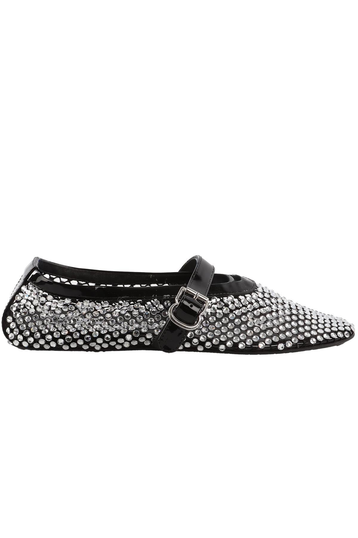 ALAÏA BLACK CRYSTAL AND MESH BALLET FLATS EU 38.5 UK 5.5 US 8.5