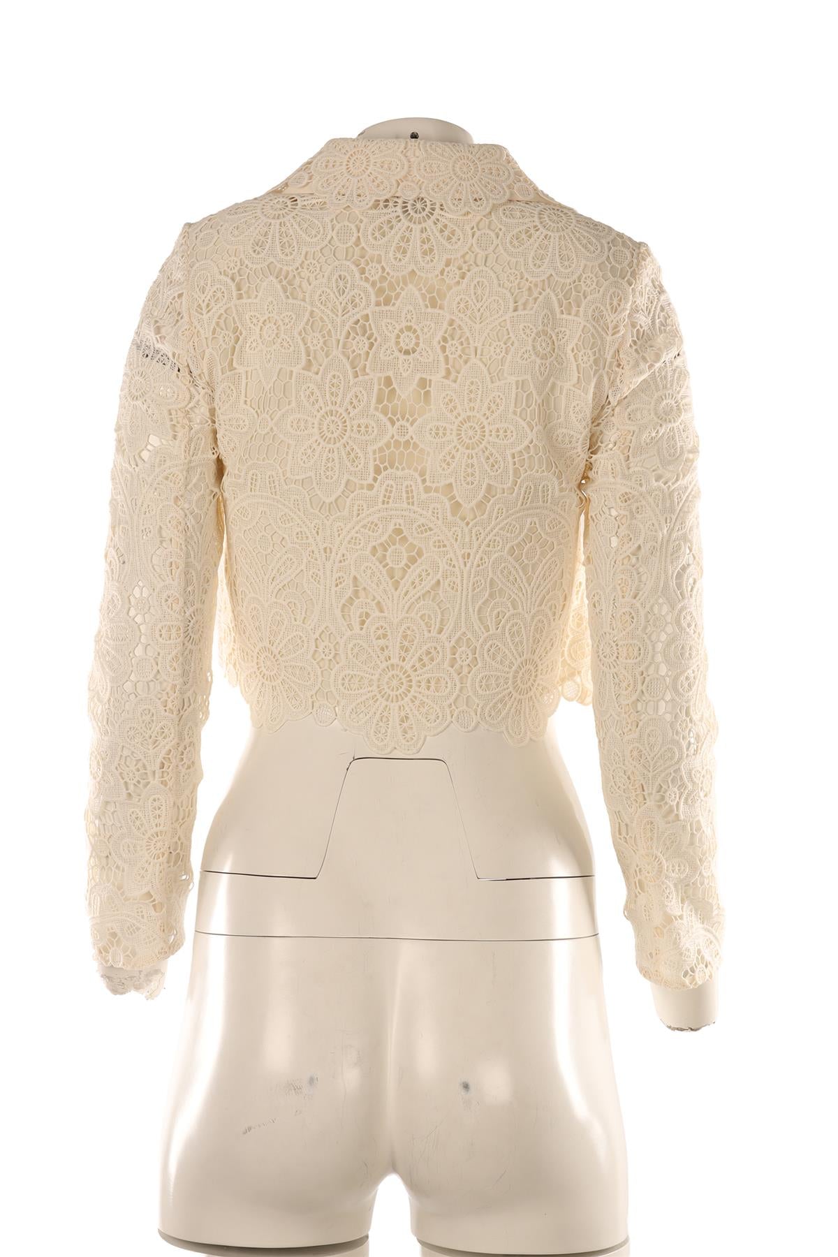 SELF-PORTRAIT IVORY CROCHET JACKET UK 4
