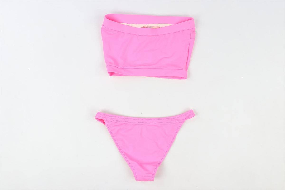 REDONE + SOLID STRIPED PINK BIKINI SMALL