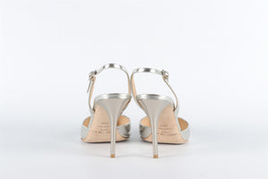 JIMMY CHOO SILVER LEATHER SLINGBACK PUMPS EU 38.5 UK 5.5 US 8.5