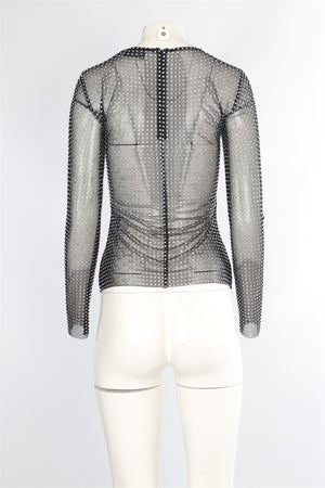 GIUSEPPE DI MORABITO BLACK MESH TOP IT 40 UK 8