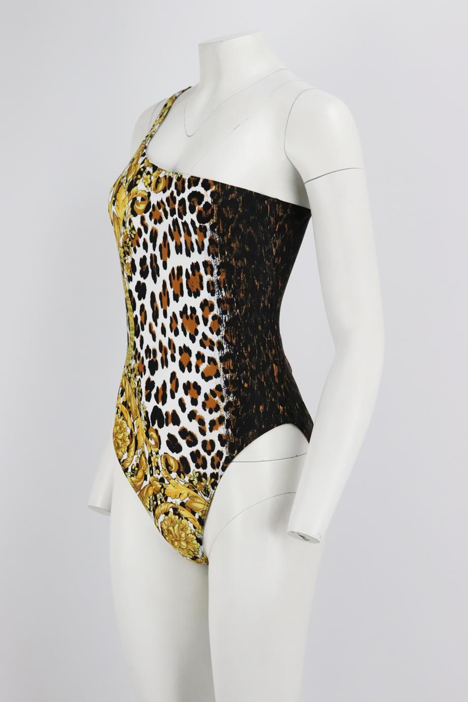 VERSACE ONE SHOULDER PRINTED STRETCH SWIMSUIT UK 14
