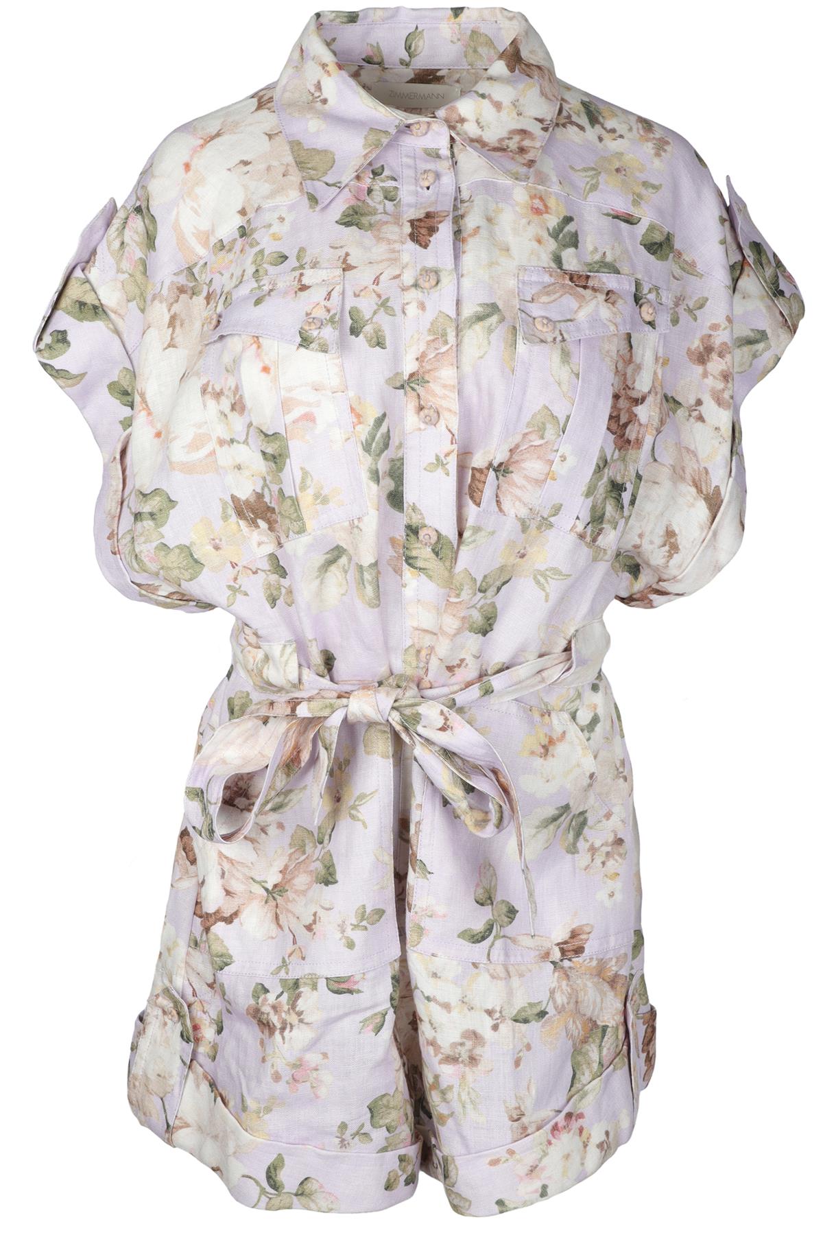 ZIMMERMANN PURPLE LINEN PLAYSUIT UK 14