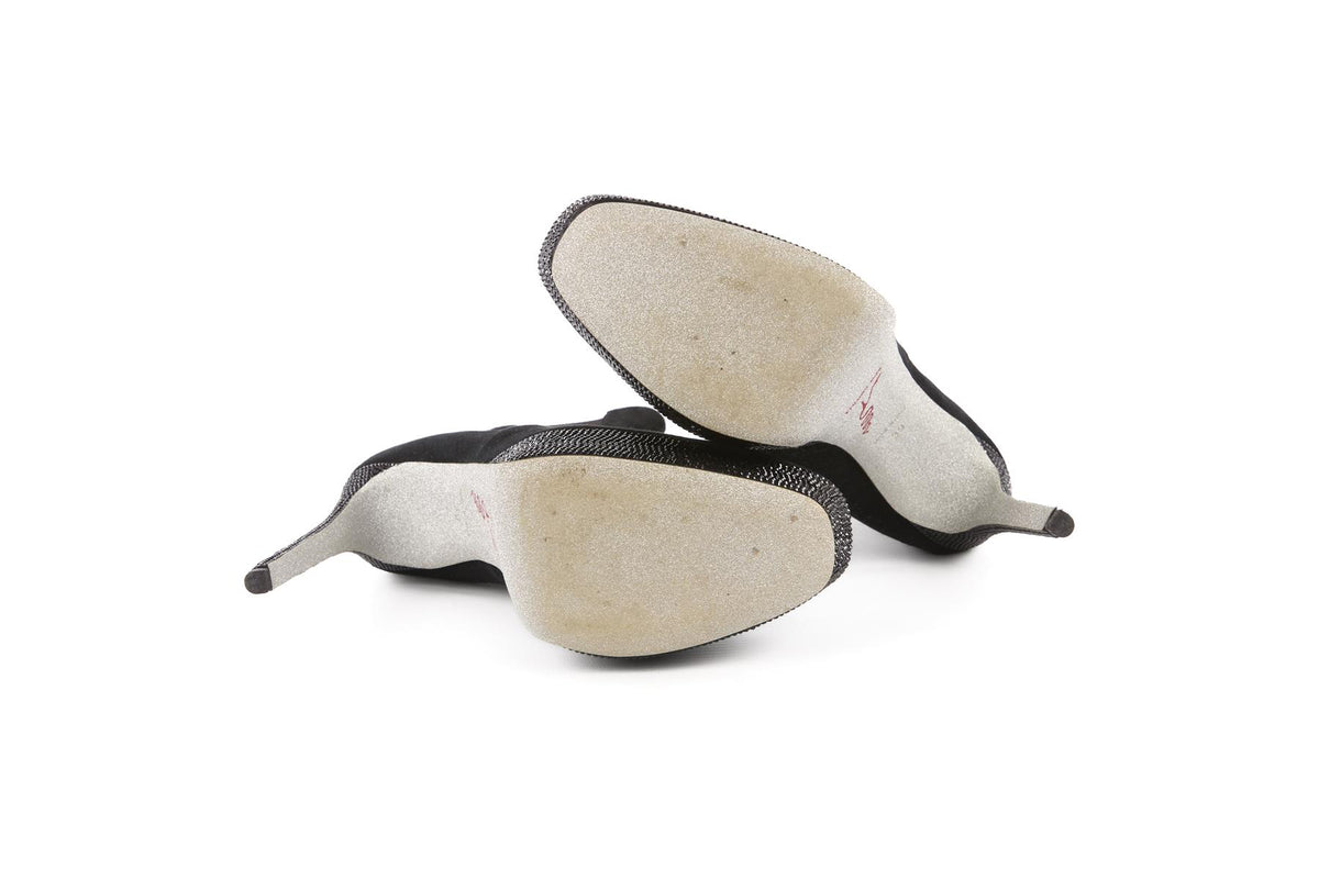 RENÉ CAOVILLA BLACK SUEDE ANKLE BOOTS EU 39 UK 6 US 9