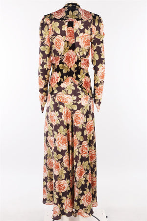 PACO RABANNE MULTI SATIN MAXI DRESS FR 38 UK 10