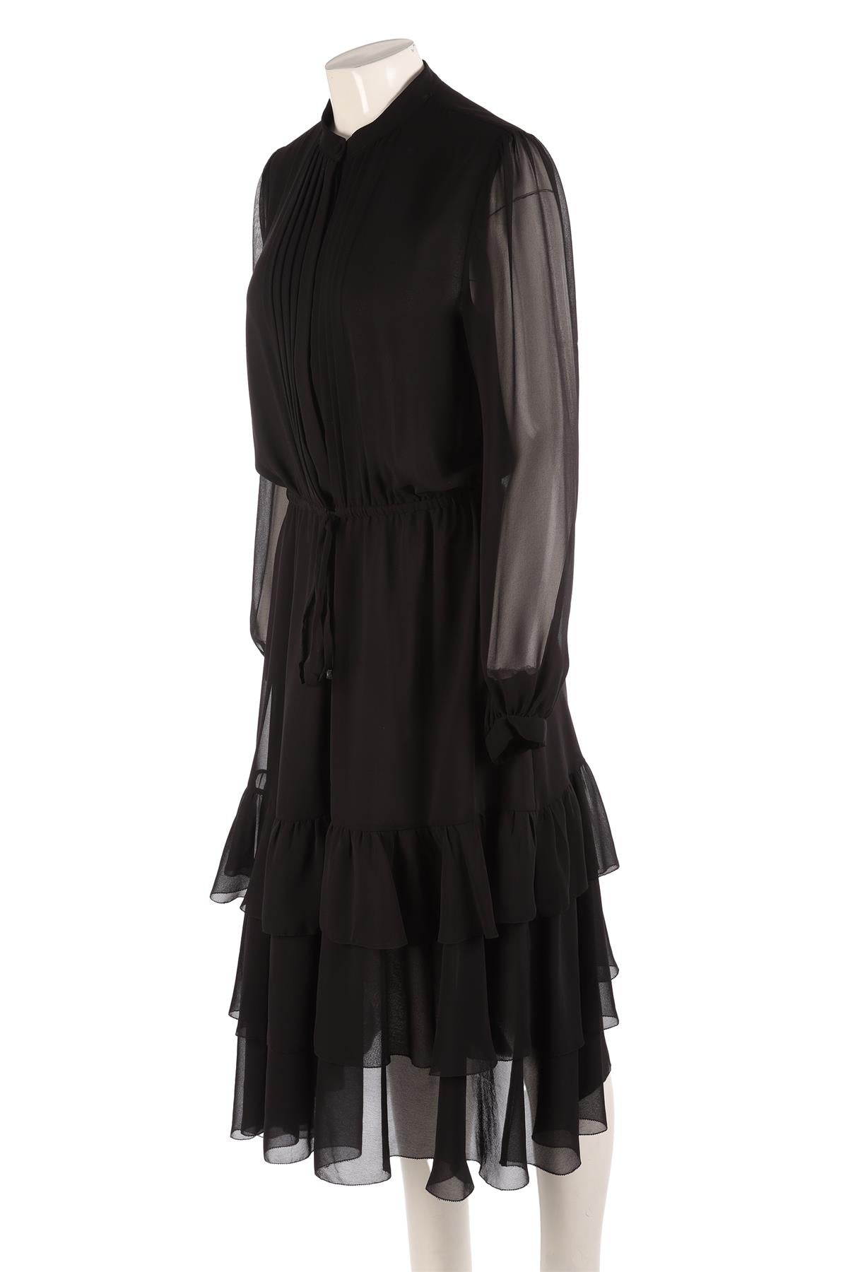 MICHAEL MICHAEL KORS BLACK CREPE MAXI DRESS LARGE