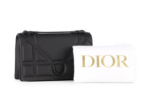 CHRISTIAN DIOR BLACK DIORAMA ULTRAMATTE LEATHER CLUTCH WITH CHAIN