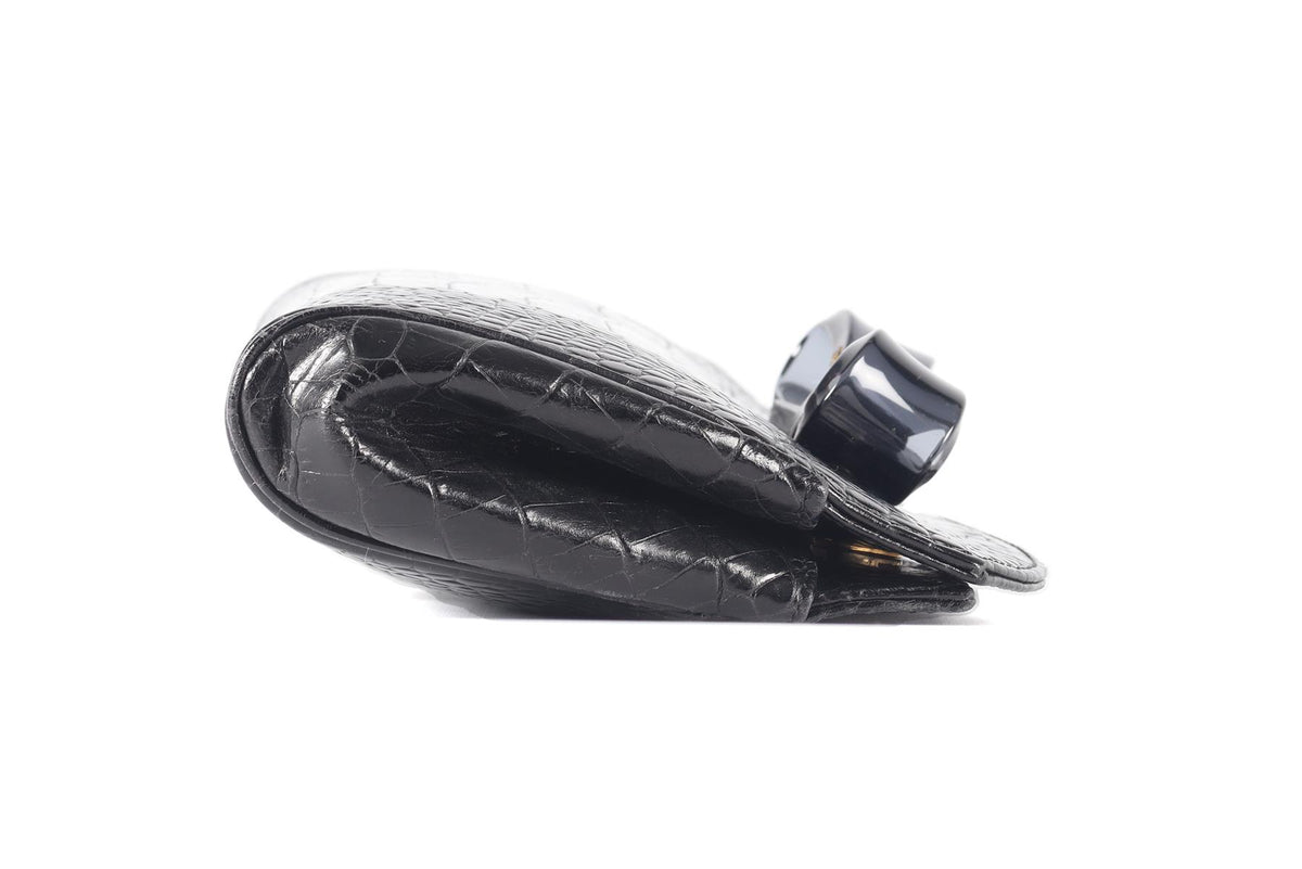 EMPORIO ARMANI BLACK LEATHER CLUTCH