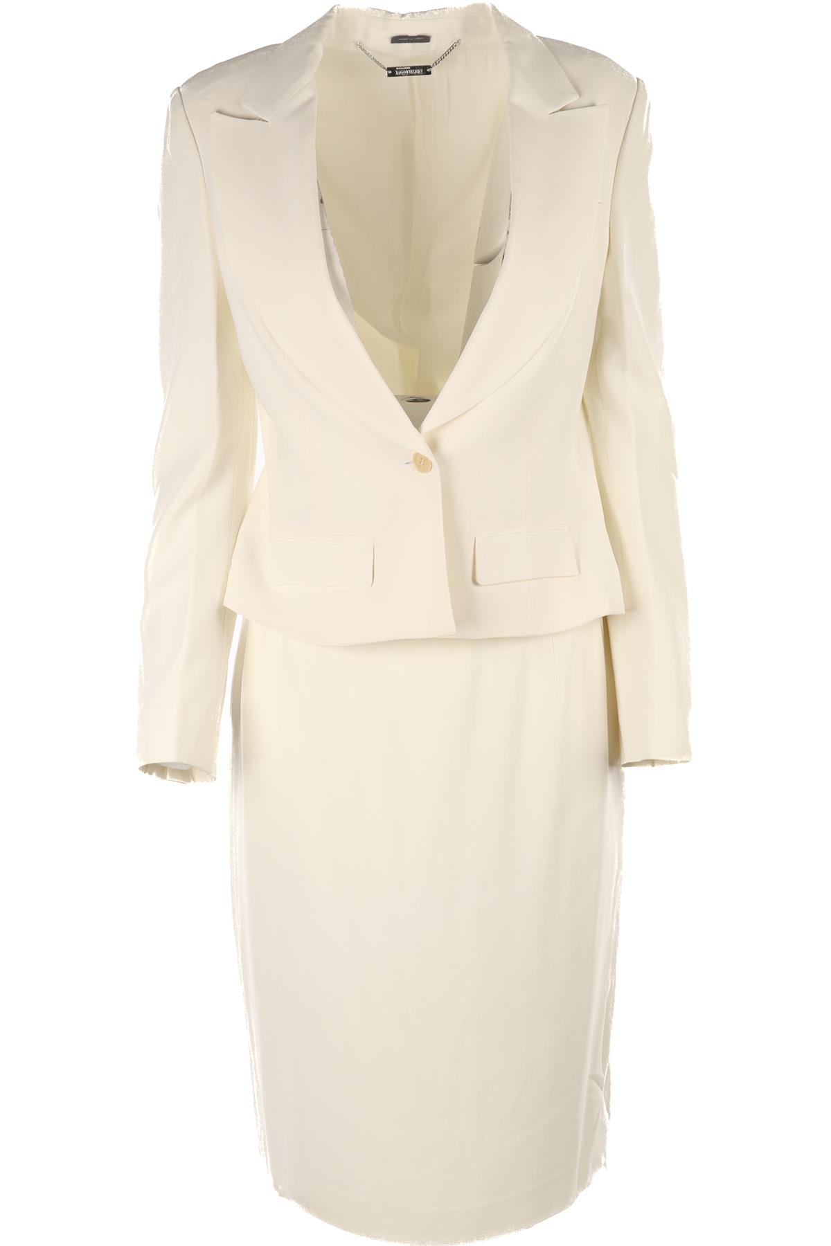 ALEXANDER MCQUEEN IVORY 2007 CREPE SKIRT SUIT