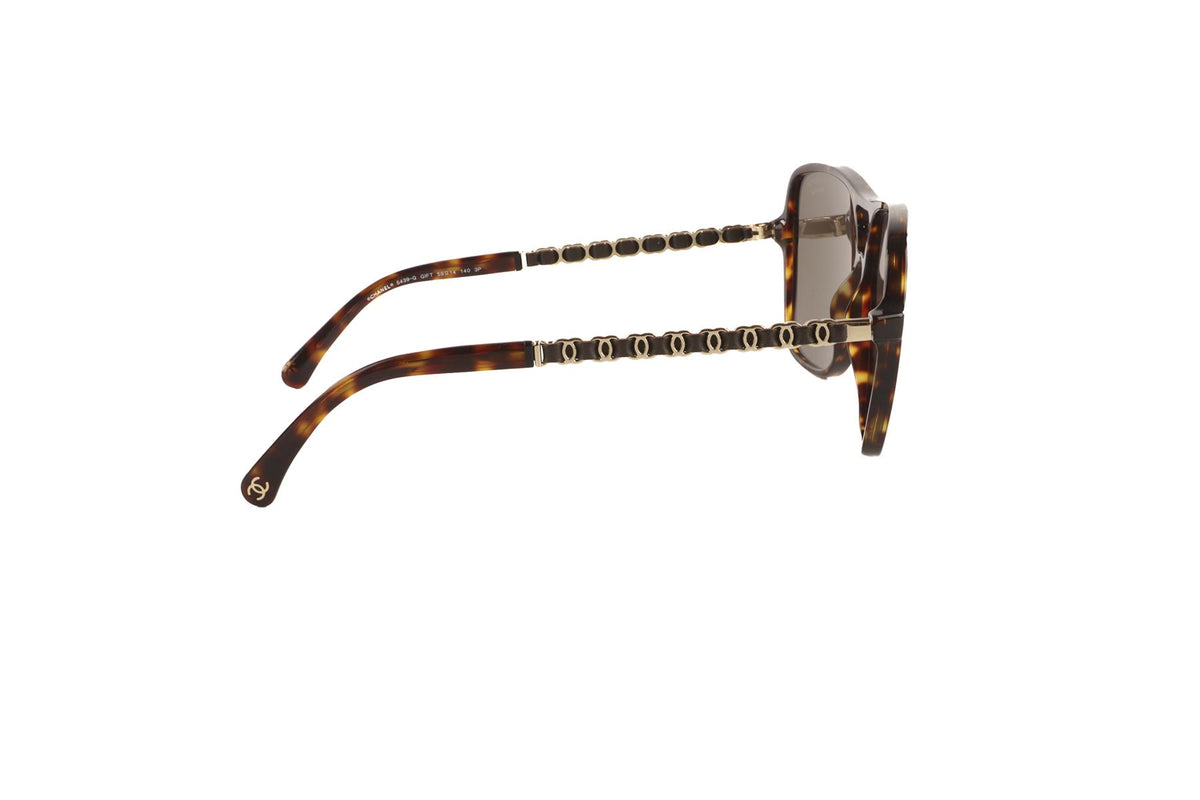 CHANEL BROWN D-FRAME ACETATE SUNGLASSES