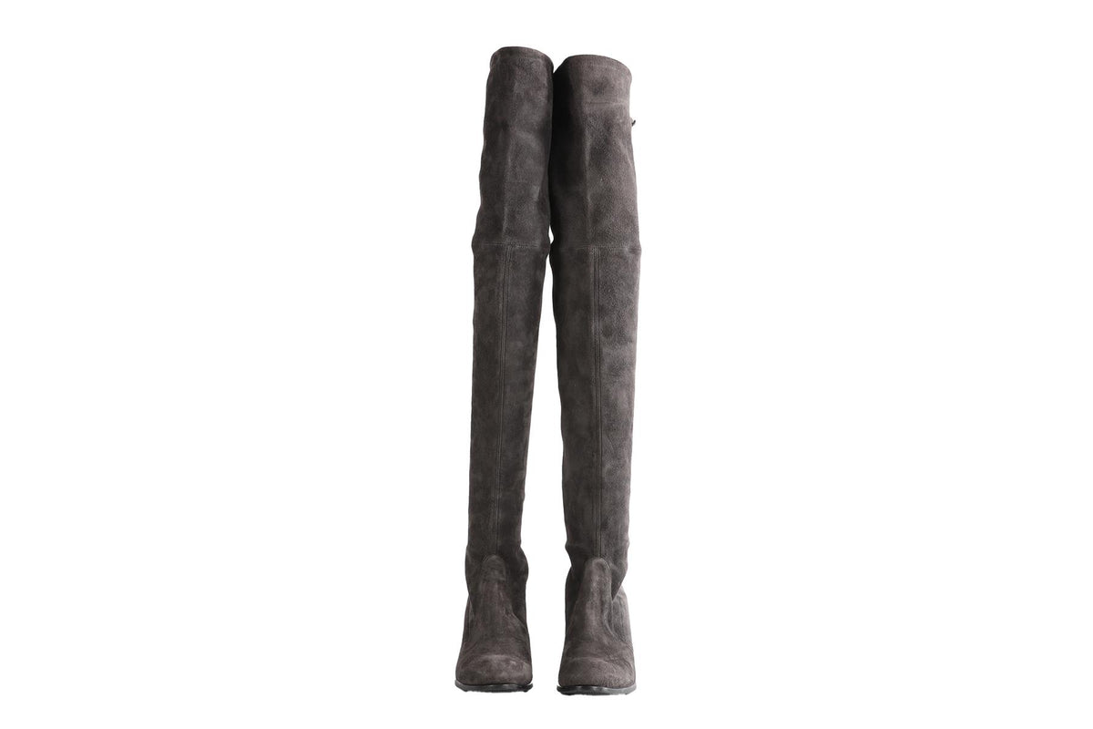 STUART WEITZMAN GREY TIELAND SUEDE OVER THE KNEE BOOTS US 8.5 UK 5.5 EU 38.5