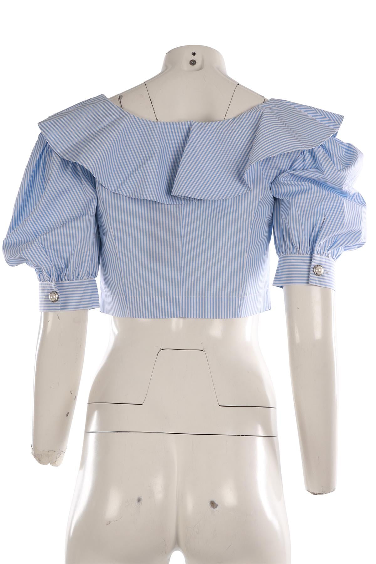 ALESSANDRA RICH BLUE COTTON SHIRT IT 40 UK 8