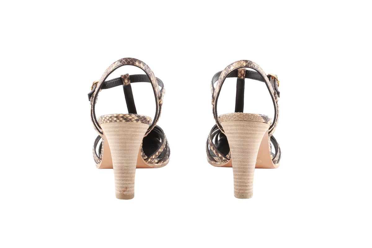 CELINE BROWN SNAKESKIN SANDALS EU 39 UK 6 US 9