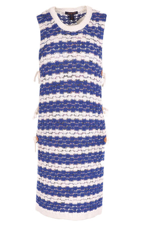 LOUIS VUITTON BLUE CROCHET MIDI DRESS SMALL