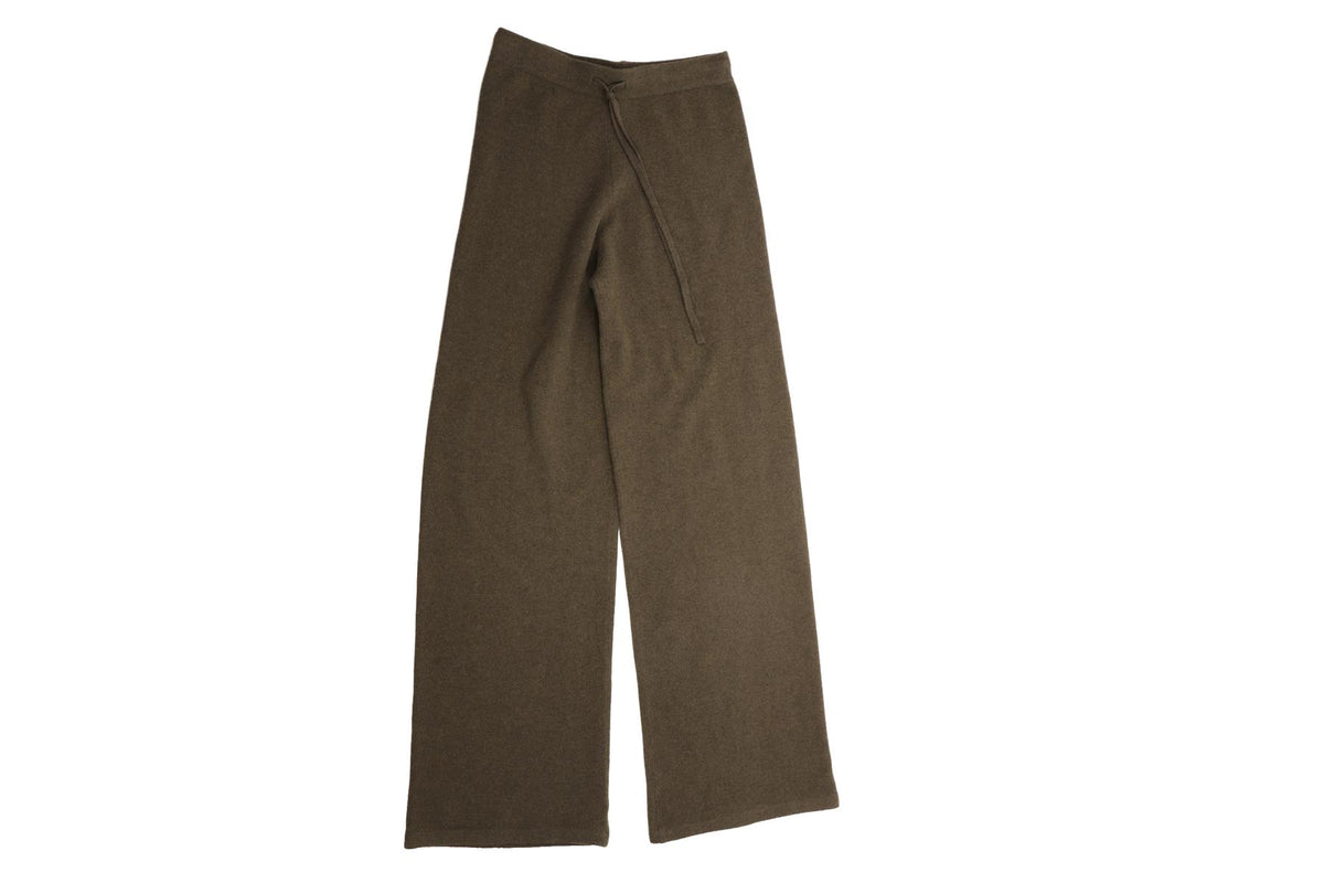 YVES SALOMON GREEN WOOL WIDE LEG PANTS SMALL