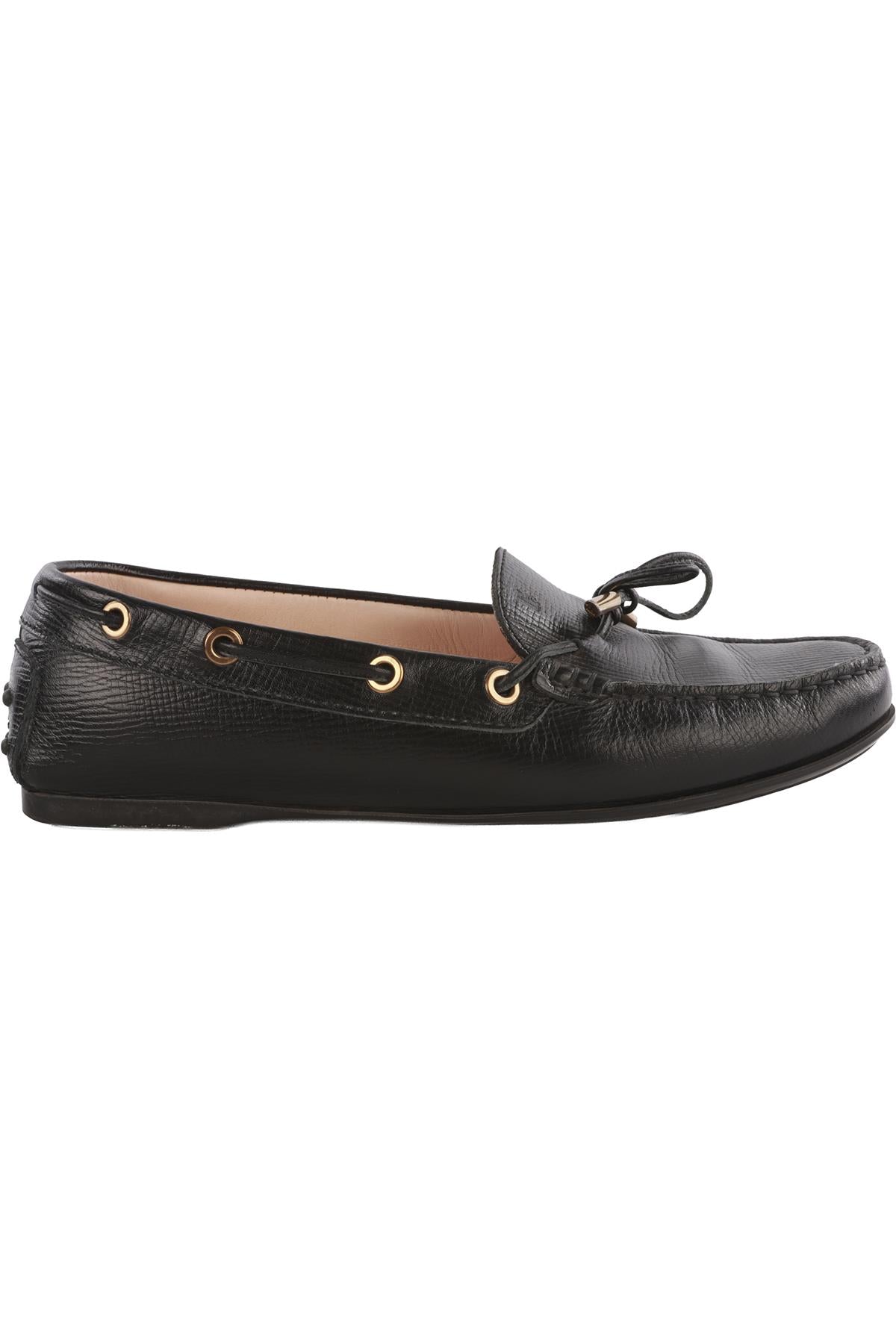 TOD'S BLACK LEATHER LOAFERS EU 37 UK 4 US 7