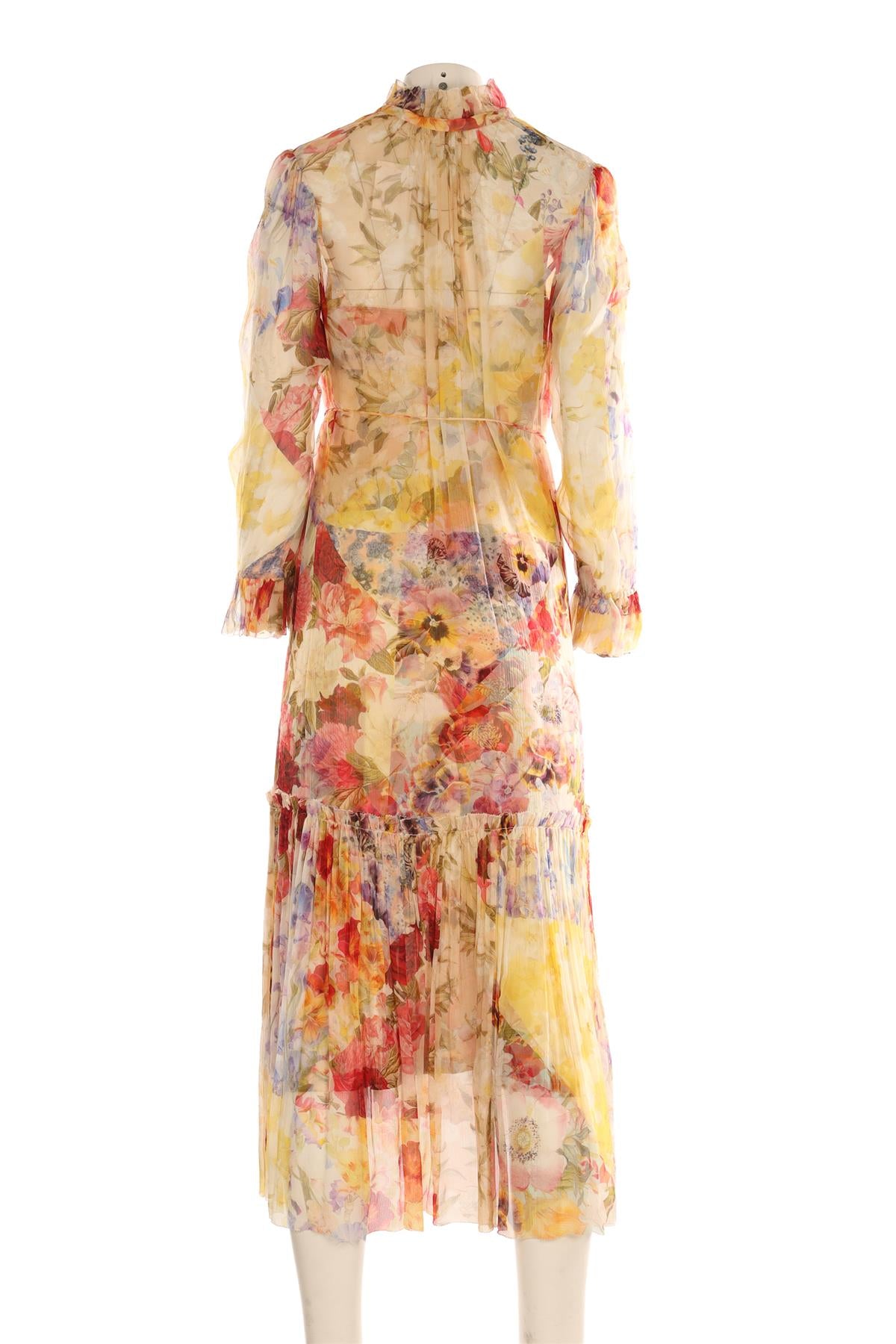 ZIMMERMANN MULTI SILK MAXI DRESS 0 UK 8