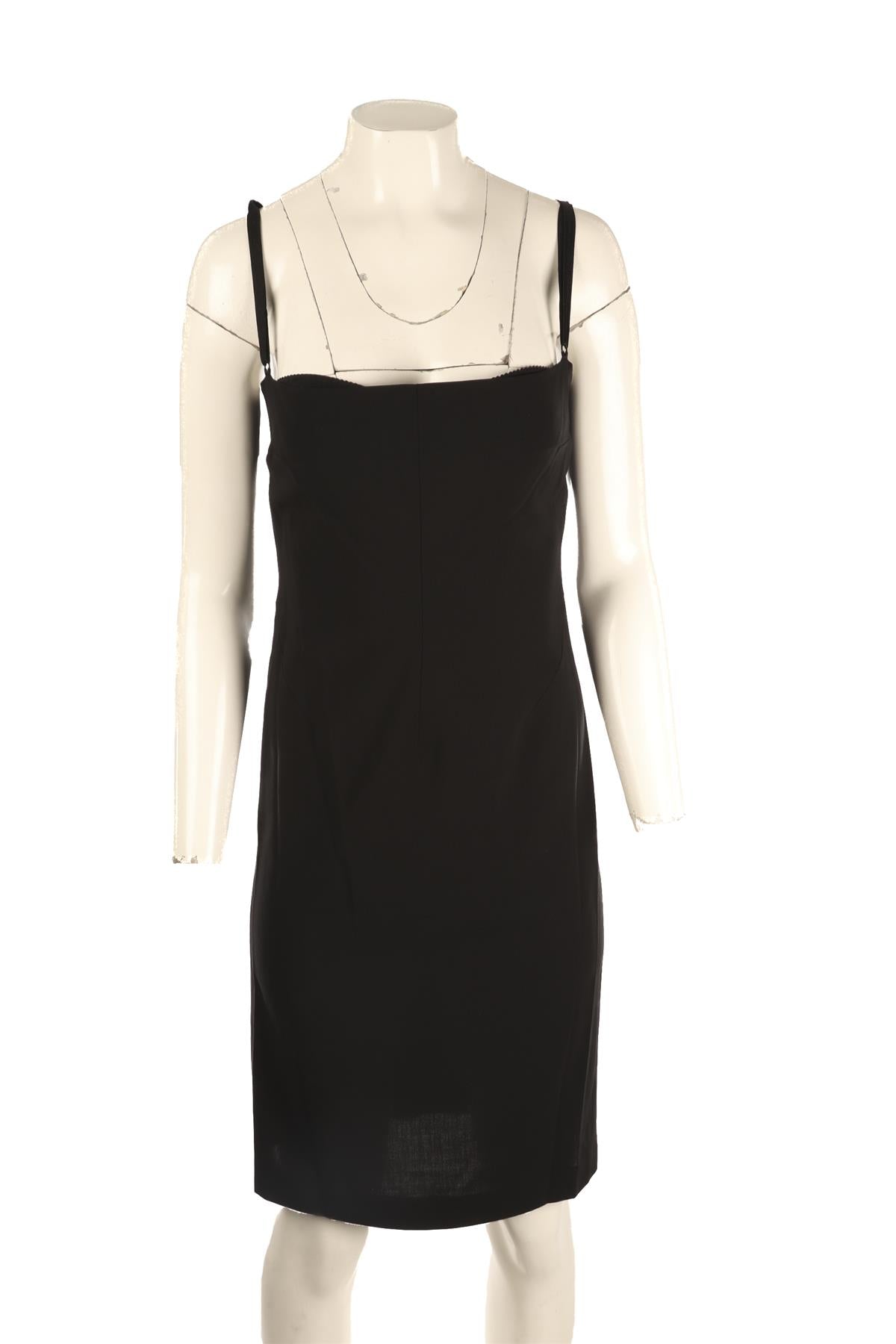 DOLCE & GABBANA BLACK WOOL MINI DRESS IT 44 UK 12